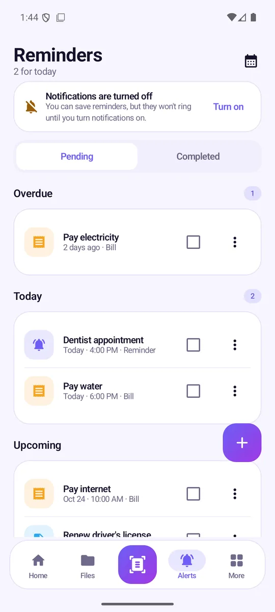 Scheduled reminders